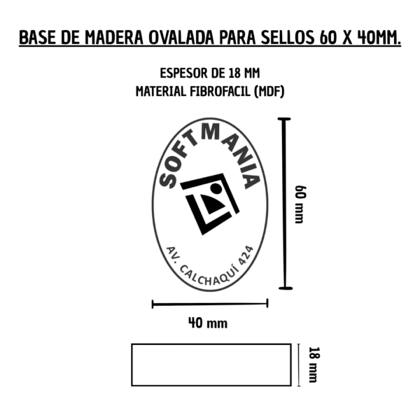 Sello de Madera Ovalada 60 x 40mm