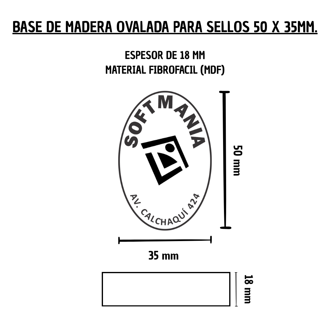 Sello de Madera Ovalada 50 x 35mm.: imagen 2