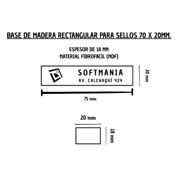 Sello de Madera de 70 x 20 mm