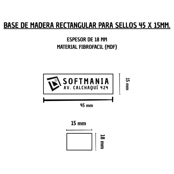 Sello de Madera de 45 x 15 mm